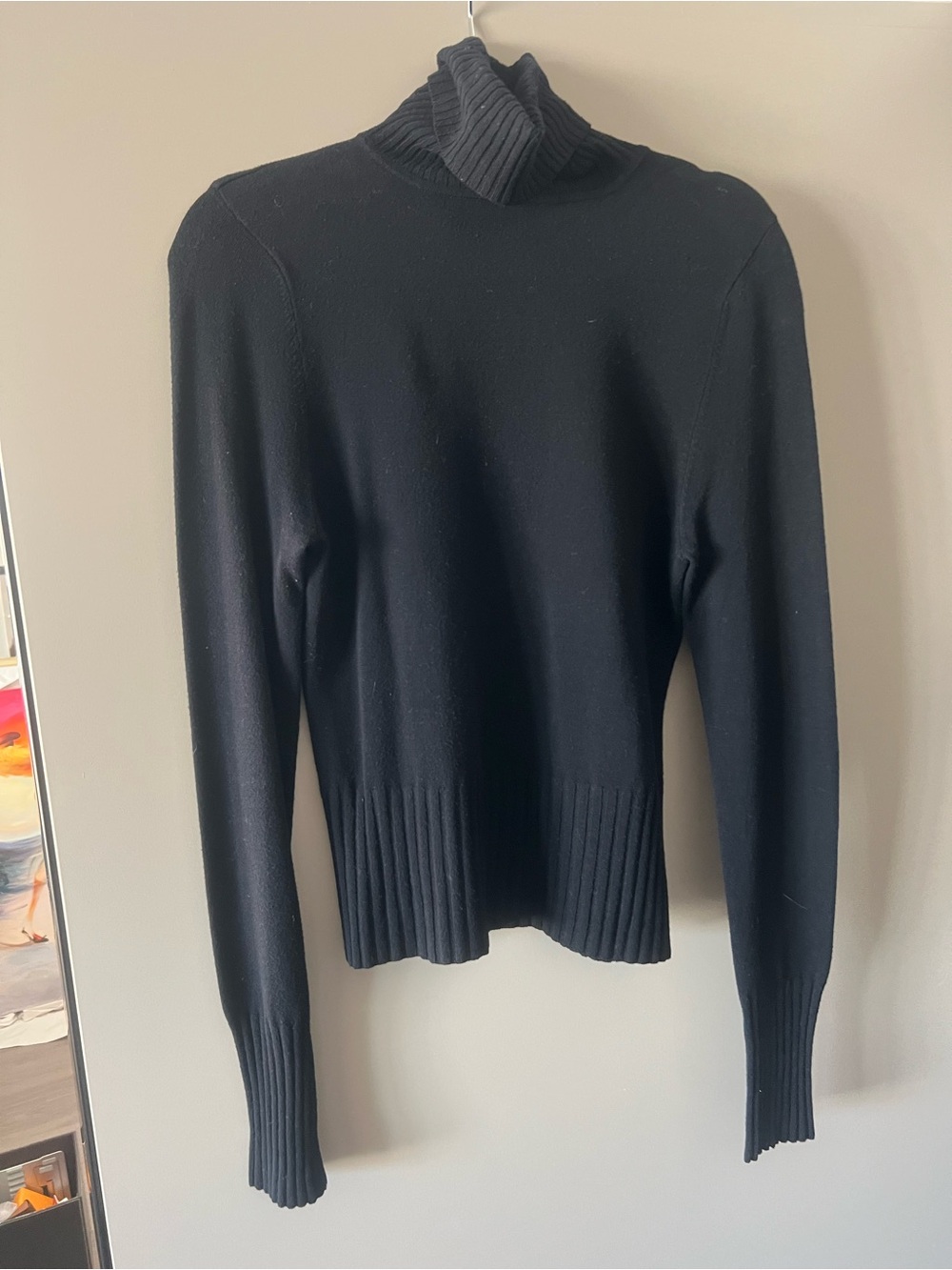 Bisou Bisou Black Ribbed Mock Neck Top